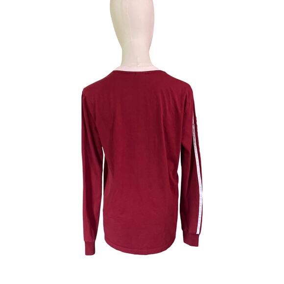 Adidas Originals Women’s 3-Stripes Burgundy Long Sleeve Trefoil T-Shirt M - Picture 4 of 6